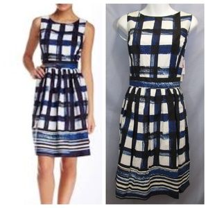 NWT Eliza J Windowpane Fit Flare Dress Sz 8 *READ*